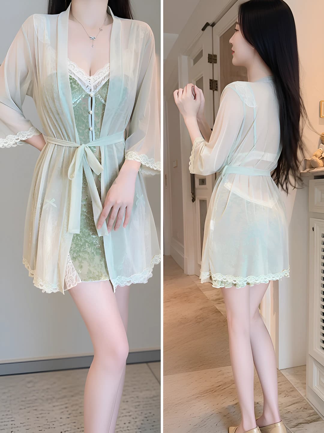 3952 Apple green (Robe + belt)