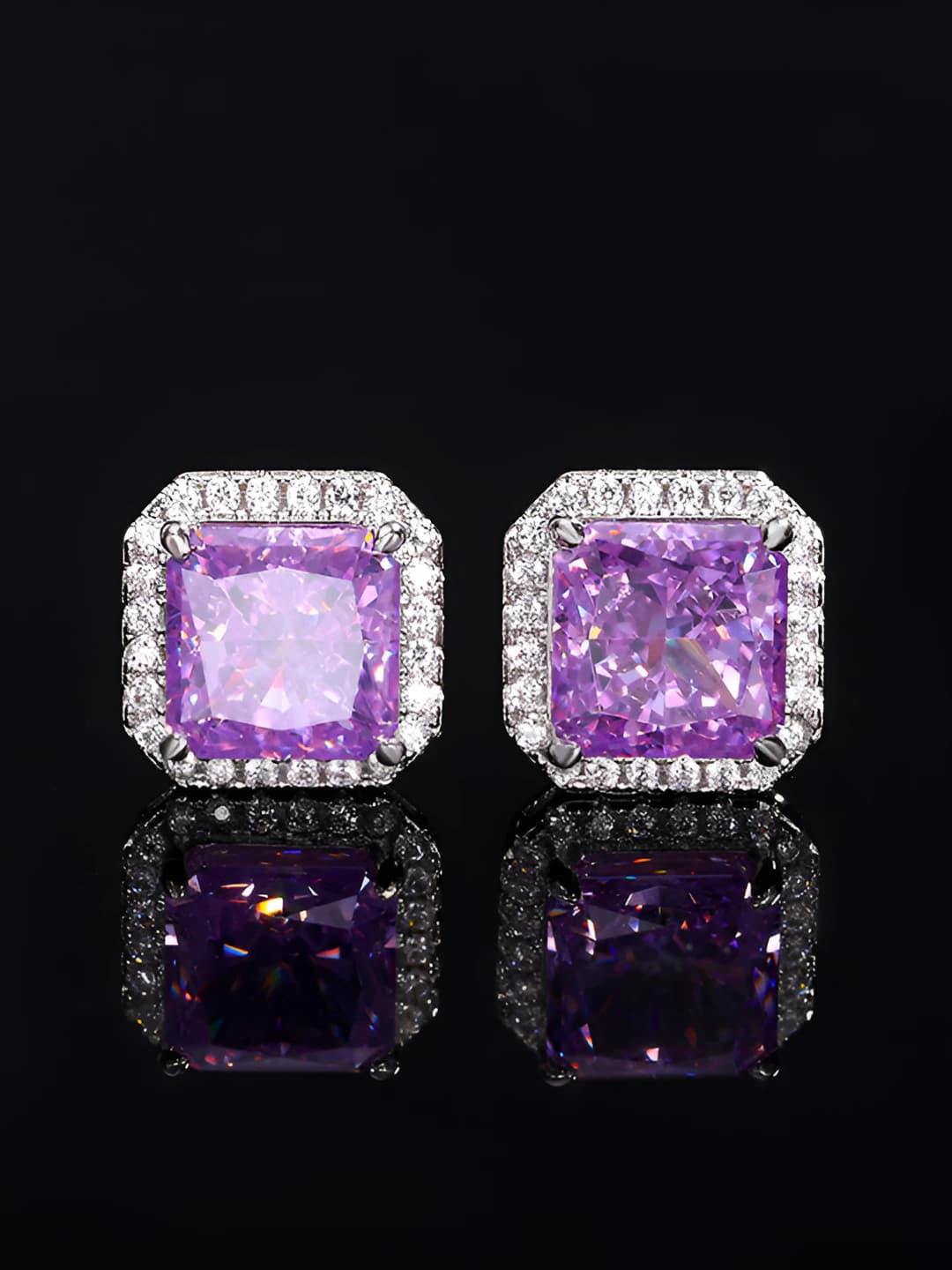 Purple diamond studs