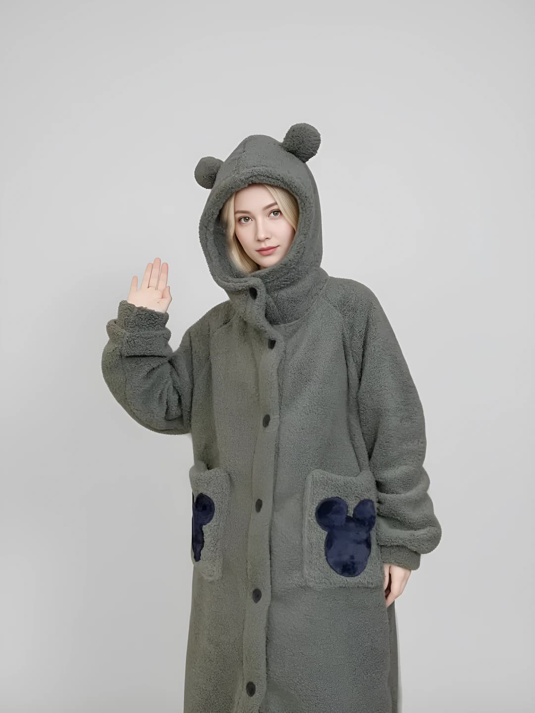 Women's 2026 coral fleece fleece-lined cartoon style loungewear, long sleeve, thickened, winter