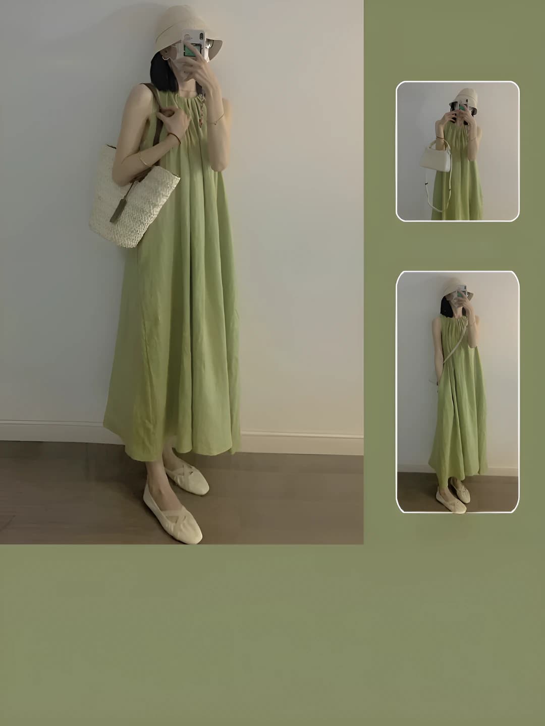 Ayollar uchun retro uslubdagi yozgi yengsiz ko'ylak, 100% paxta, dumaloq yoqa, kalta yeng, uzun