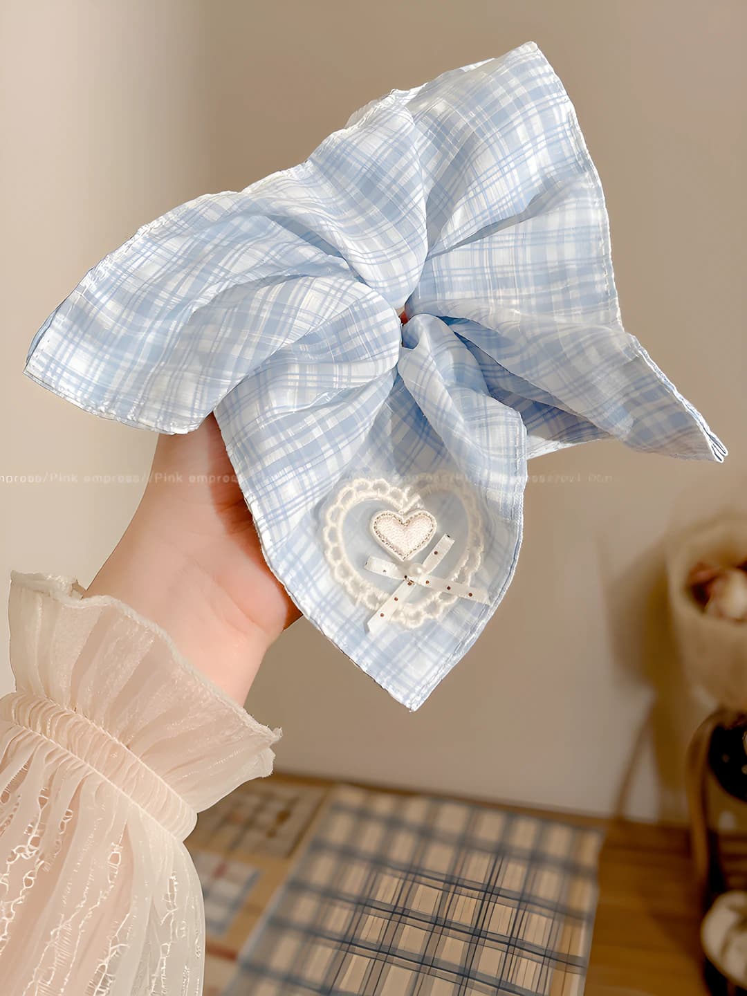 5# Plaid heart square 21*22 cm