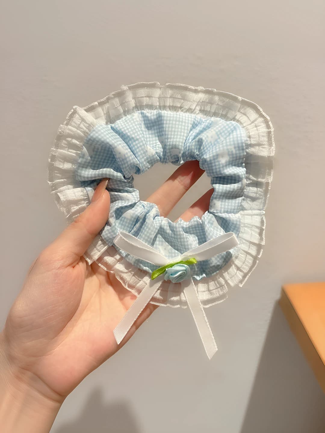 2# Light blue small floral bow 12 cm