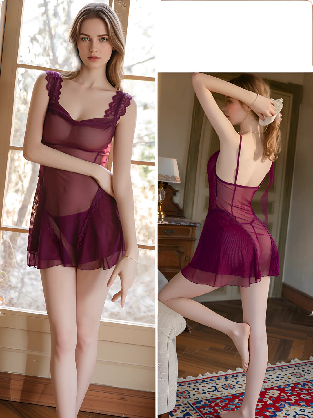 Purple (Sleep Dress+T-Shorts)