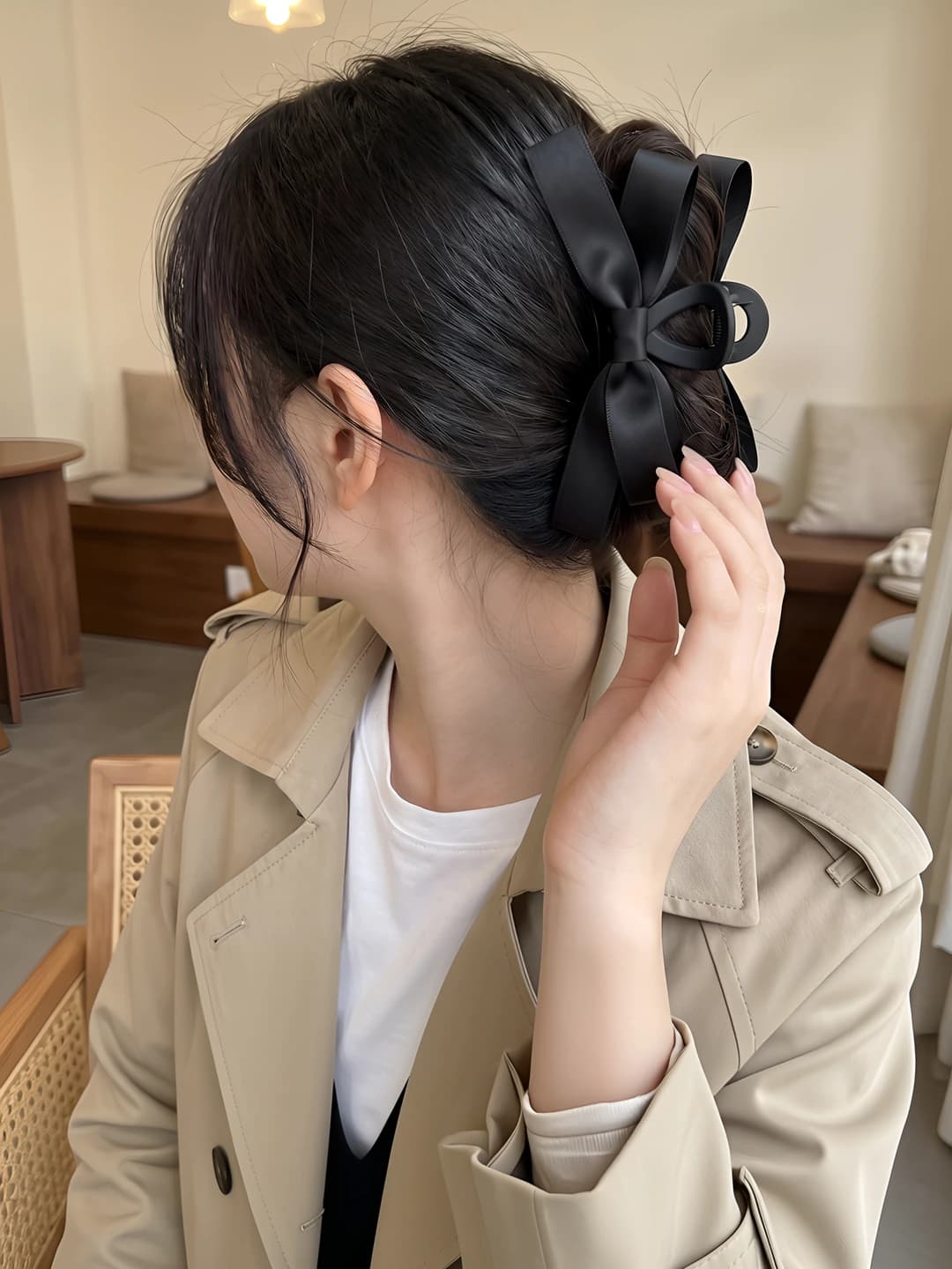 2# Black matte bow clip 13 cm