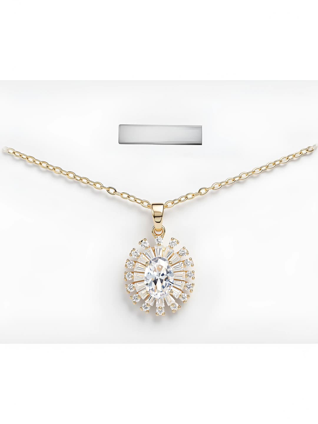 Women's copper alloy sunflower pendant necklace with zircon, Chanel style design