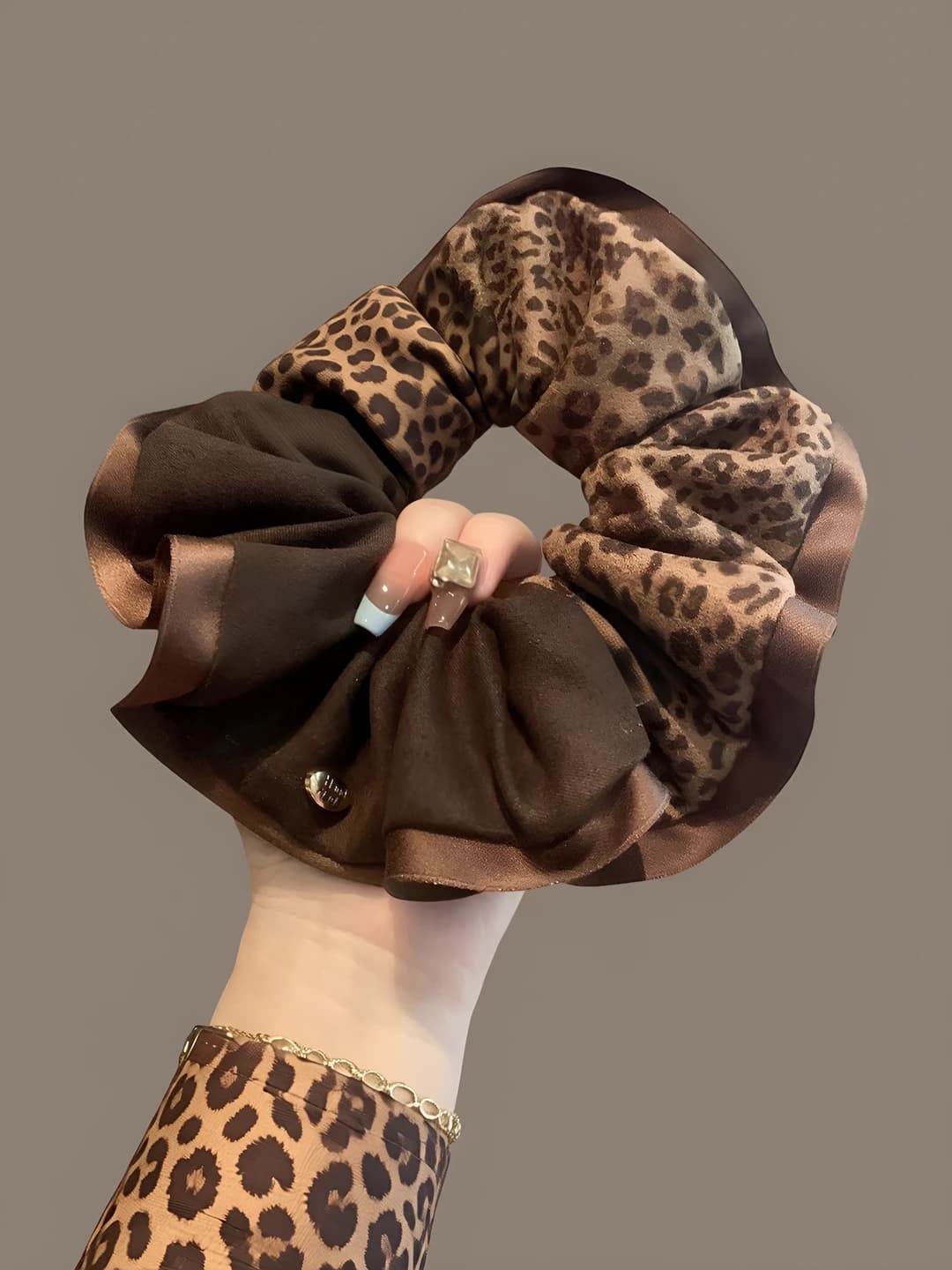 1# Leopard printli soch to'pi 13.5 cm