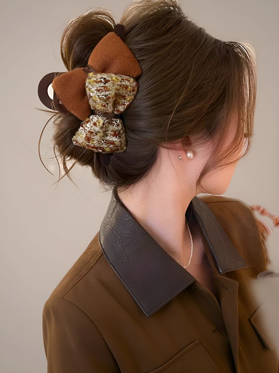 Caramel large AB bow, 13 cm