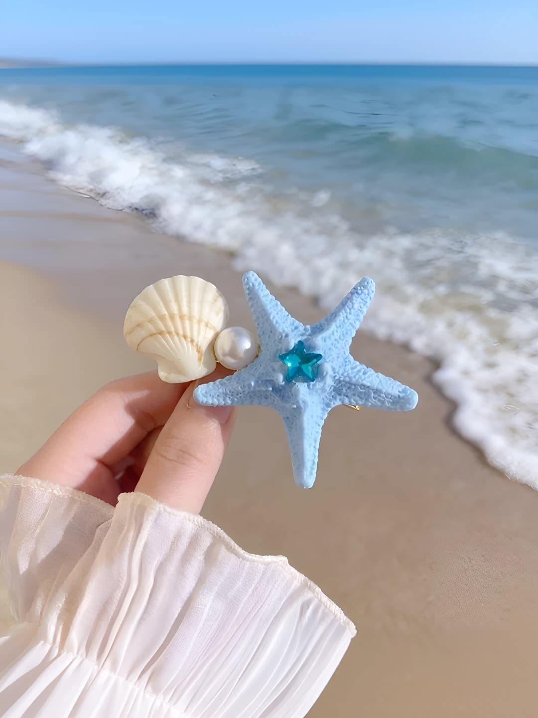 Blue starfish shell pearl