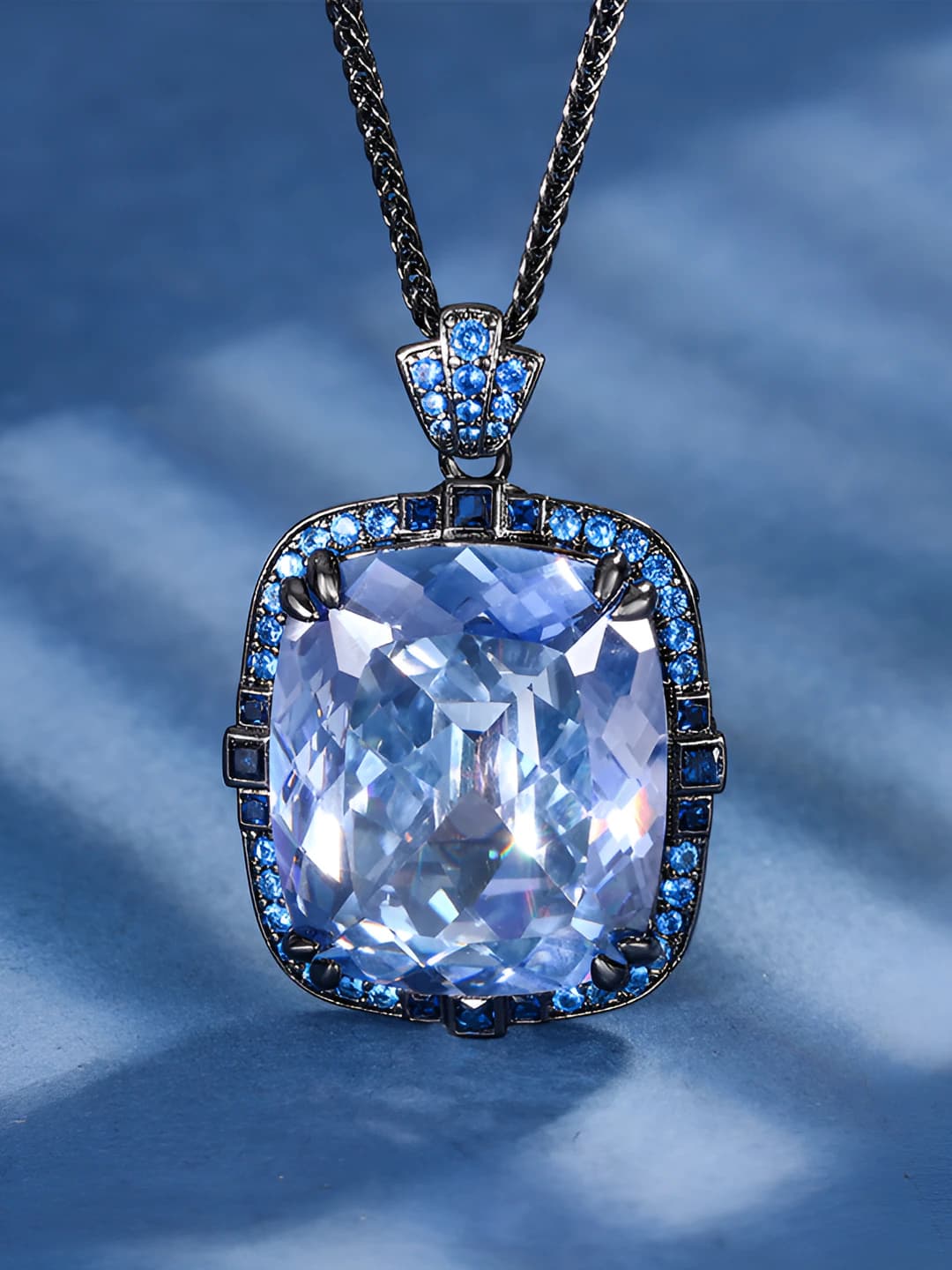 Black-gold white plated blue pendant, Chopard chain