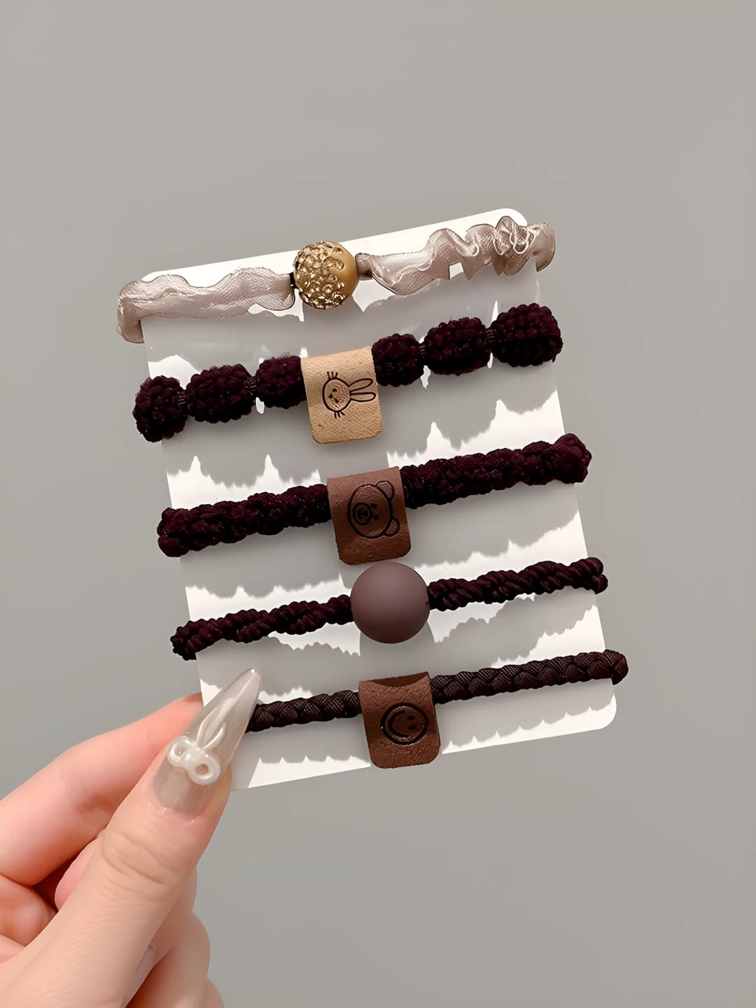 11# Dark coffee bunny 5 pcs set # approx 6 cm