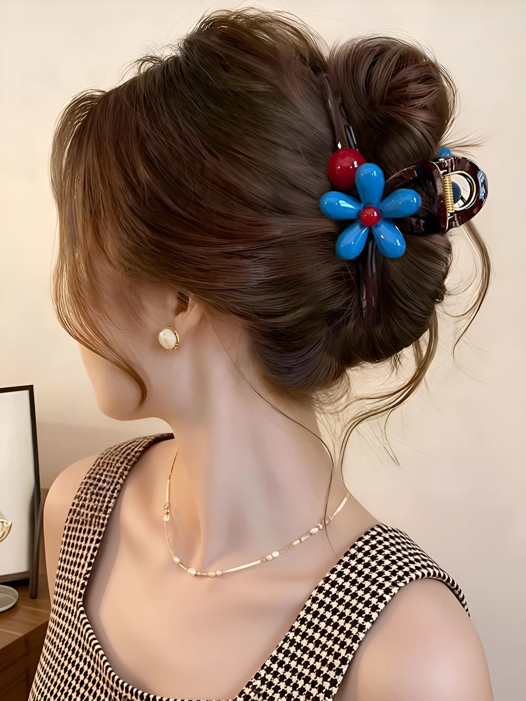 6# Синие мелкие цветы коричневый ~12.5 см