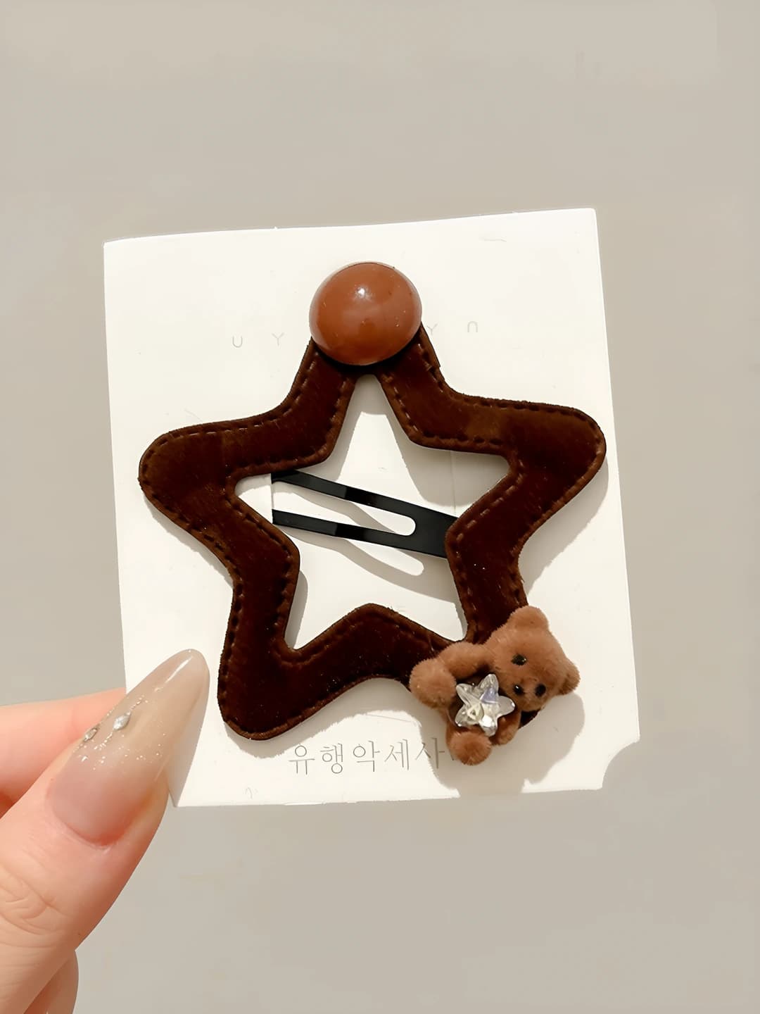 3# Coffee five-point star hair clip 1 pc