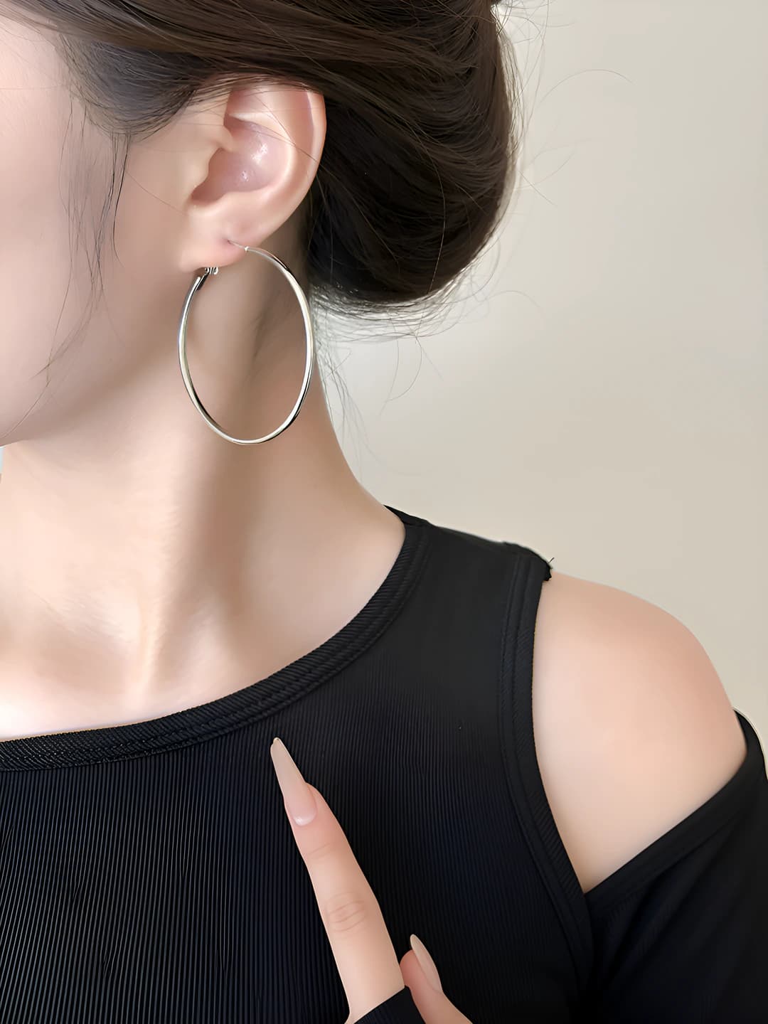 4# Simple hoop earrings 6cm - ear clips