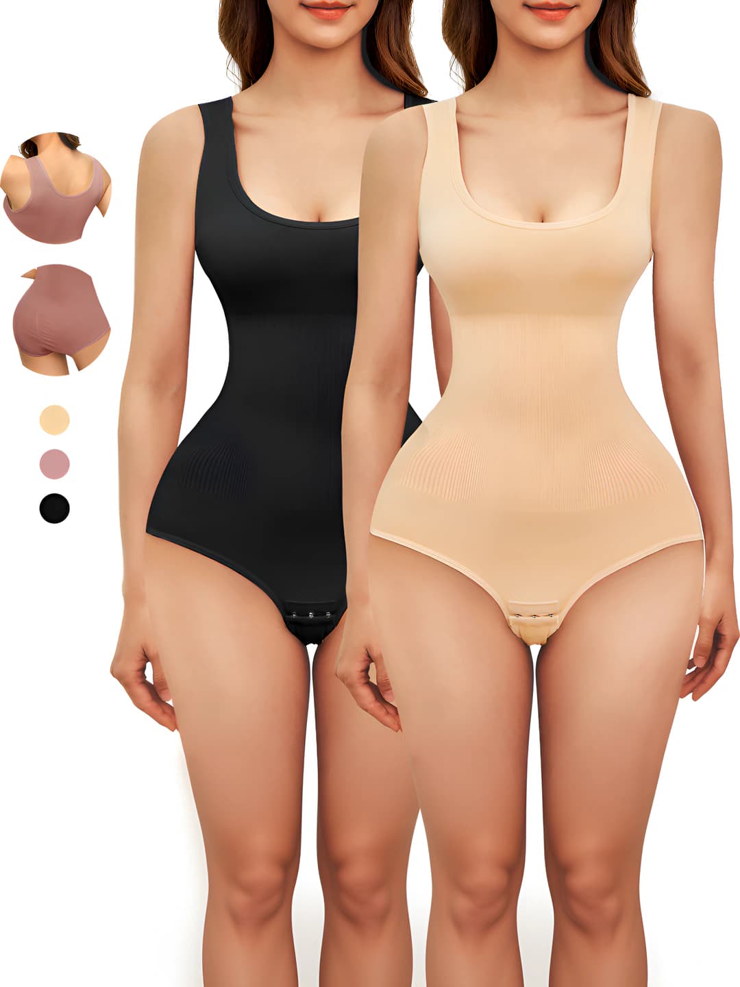 Women's shapewear bodysuit: tummy control and hip-lifting, all-season, 80%–90% spandex