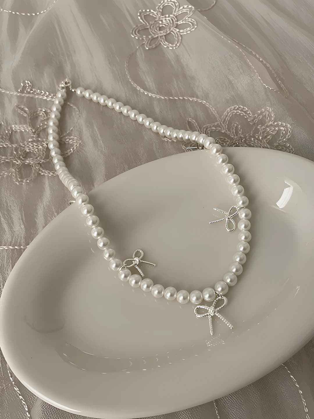 Swarovski жемчуг ожерелье с бантом
