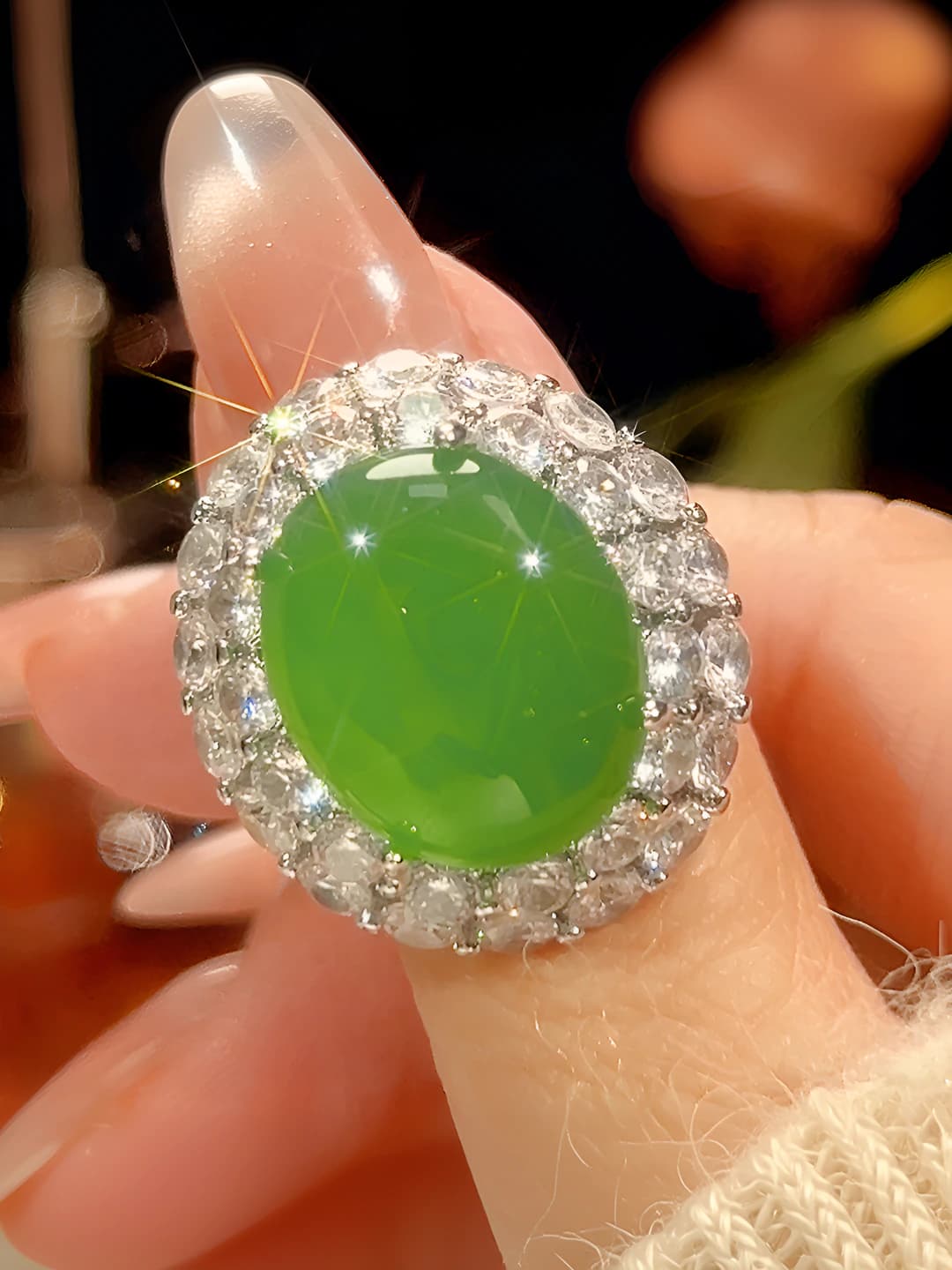 Green chrysoprase ring