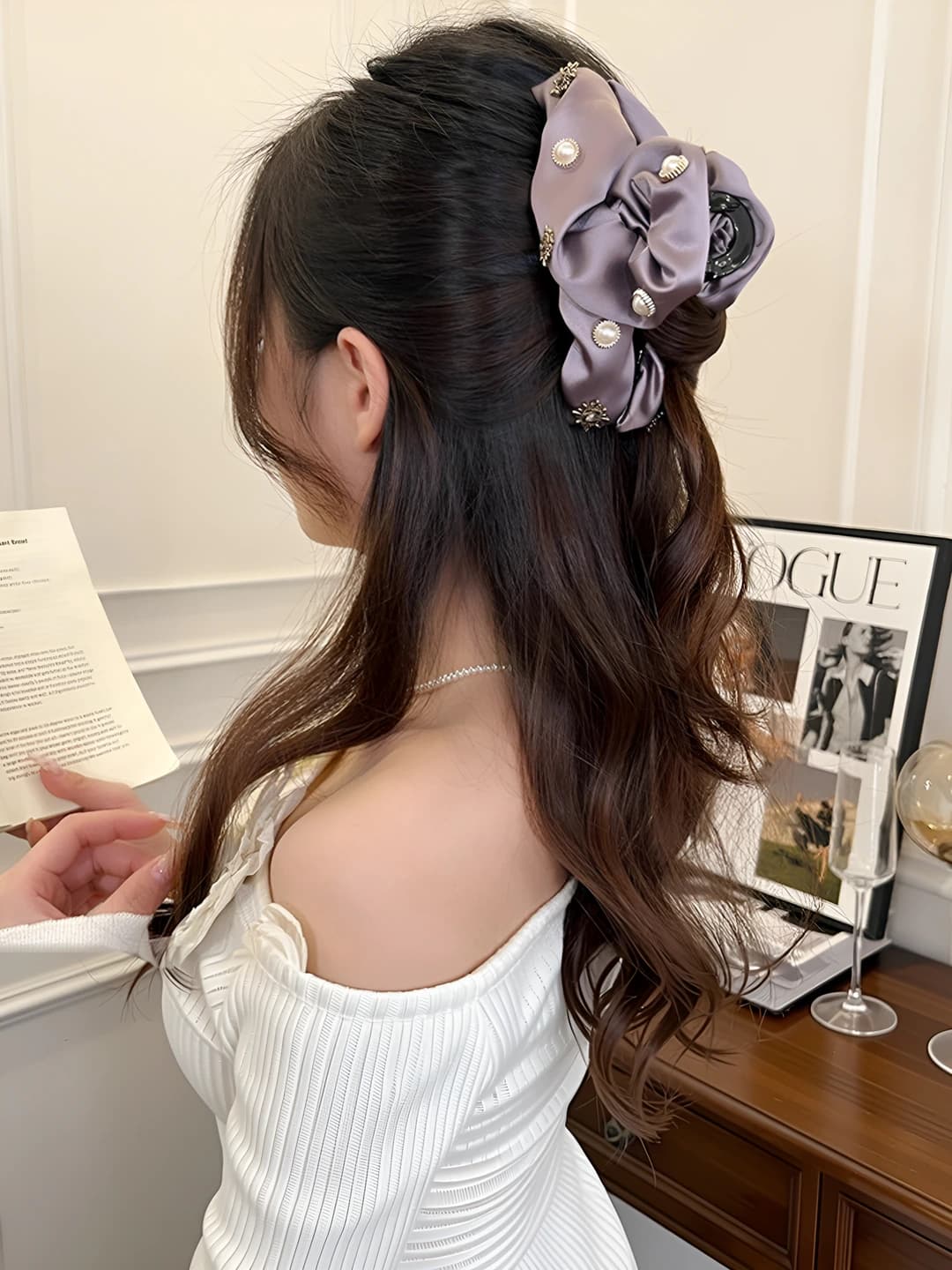 2# Ruffled cloud claw clip, 13 cm