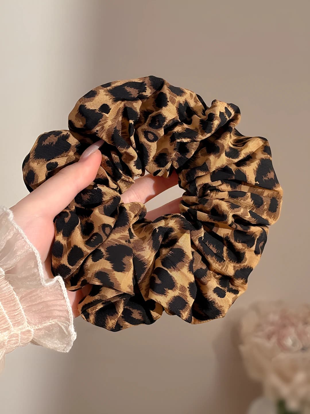 Large leopard hair tie approx 16 cm