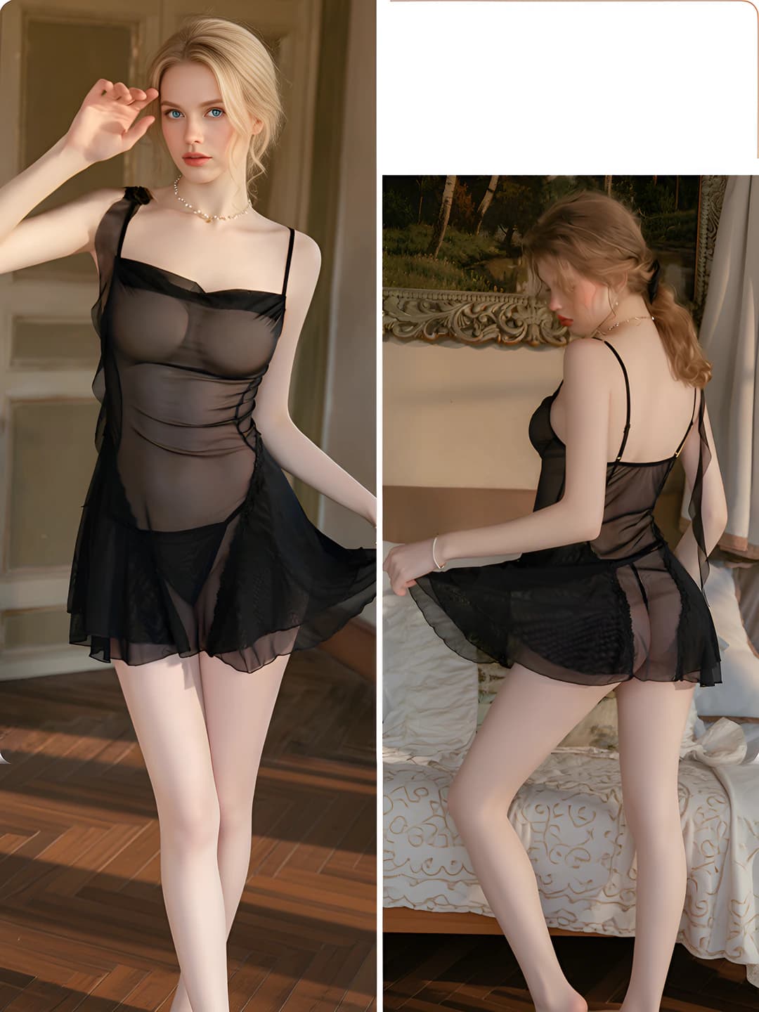 Black (Sleep Dress+T-Shorts)