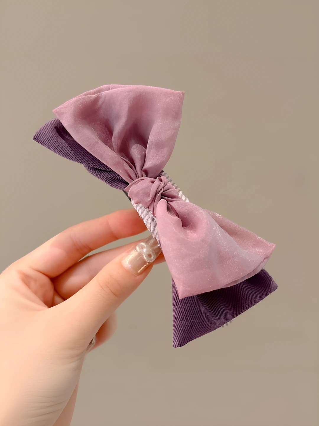 Purple tulle bow 12 cm