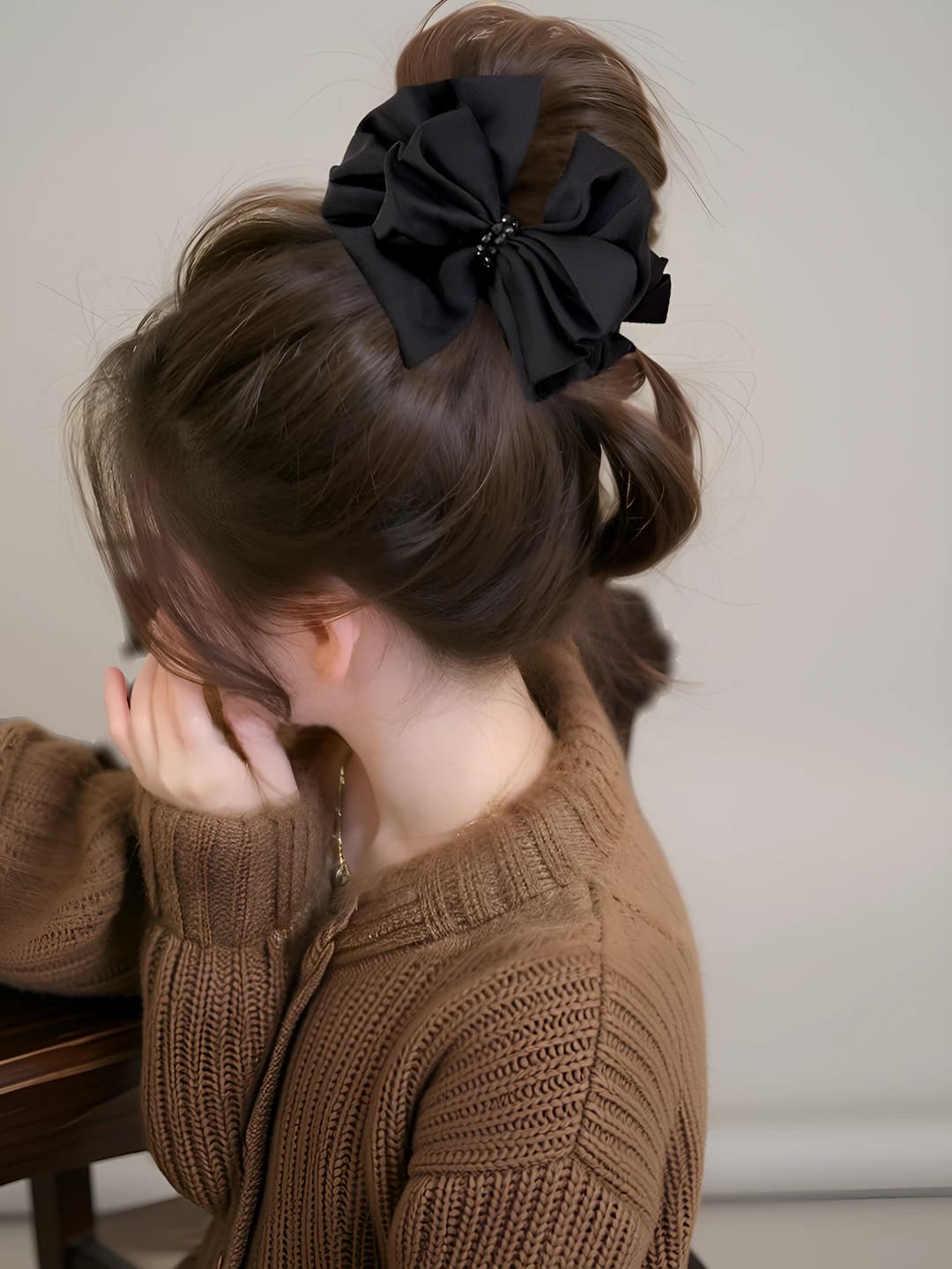 1# Qora bow dum klipsi ~10 cm
