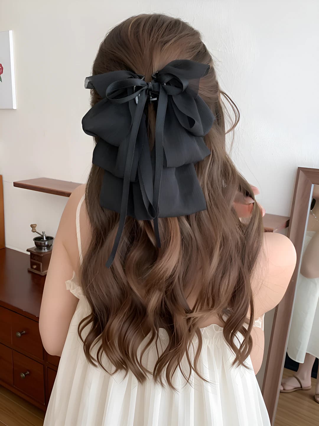 2# Black - Rectangle pony clip 15 cm