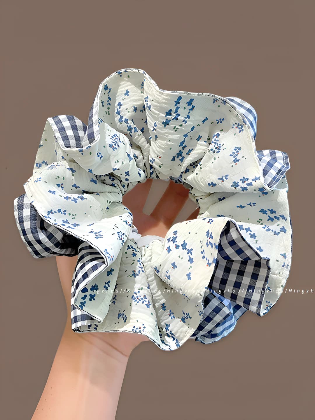 6# Ko'k mayda gulli matoli kichik ~12cm