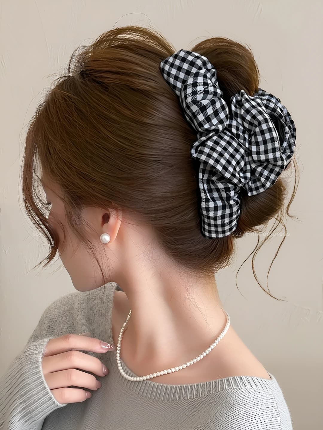1# Black & white plaid ruffle ~13cm