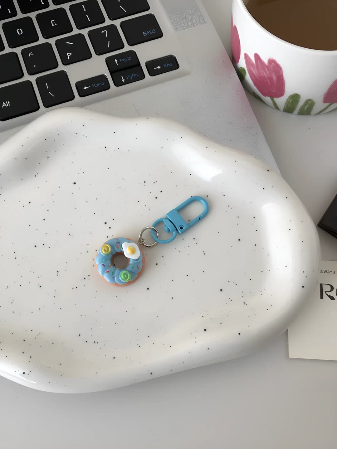 Light blue donut keychain