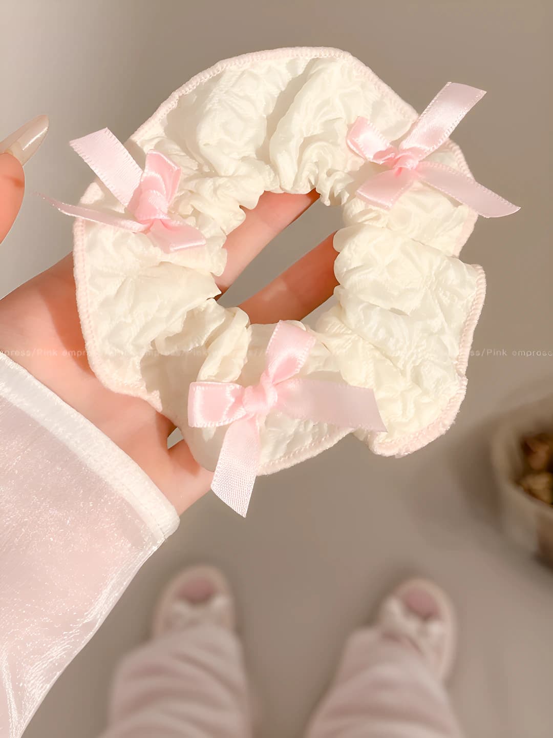 Pink, bow, 11 cm