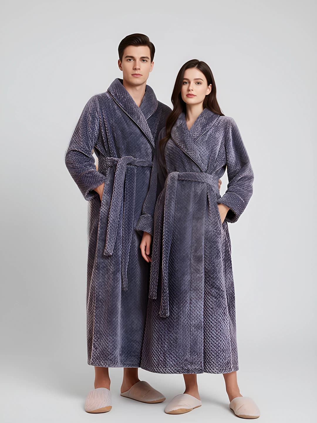 Warm long bathrobe for couples in winter
