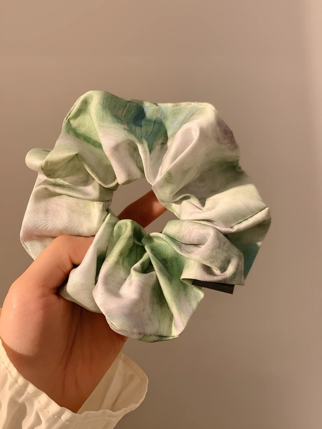 Tie-dye, satin, green, 12 cm