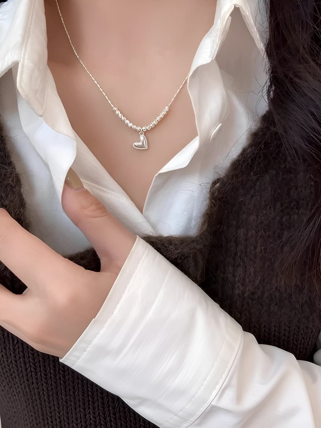 1# Silver heart chain