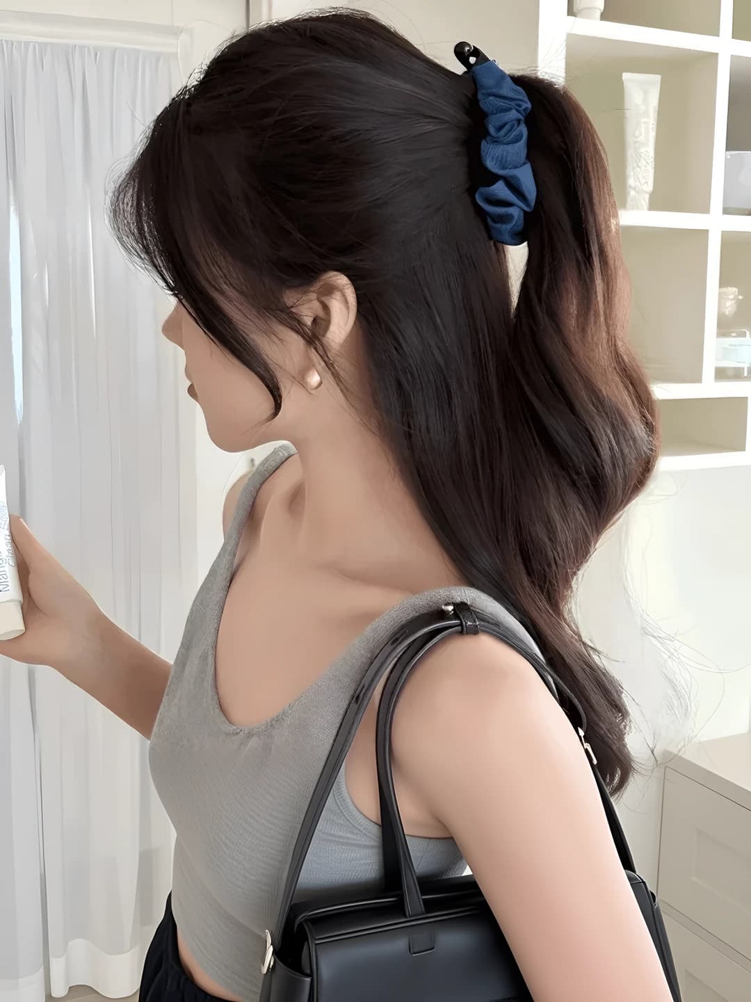 Navy, banana clip, 9.5 cm