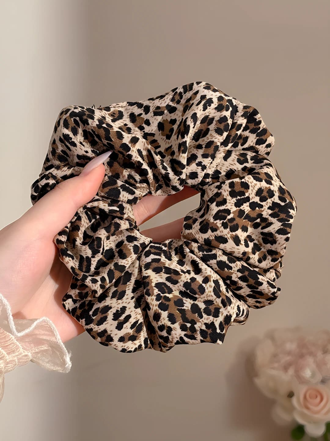Small leopard hair tie approx 16 cm