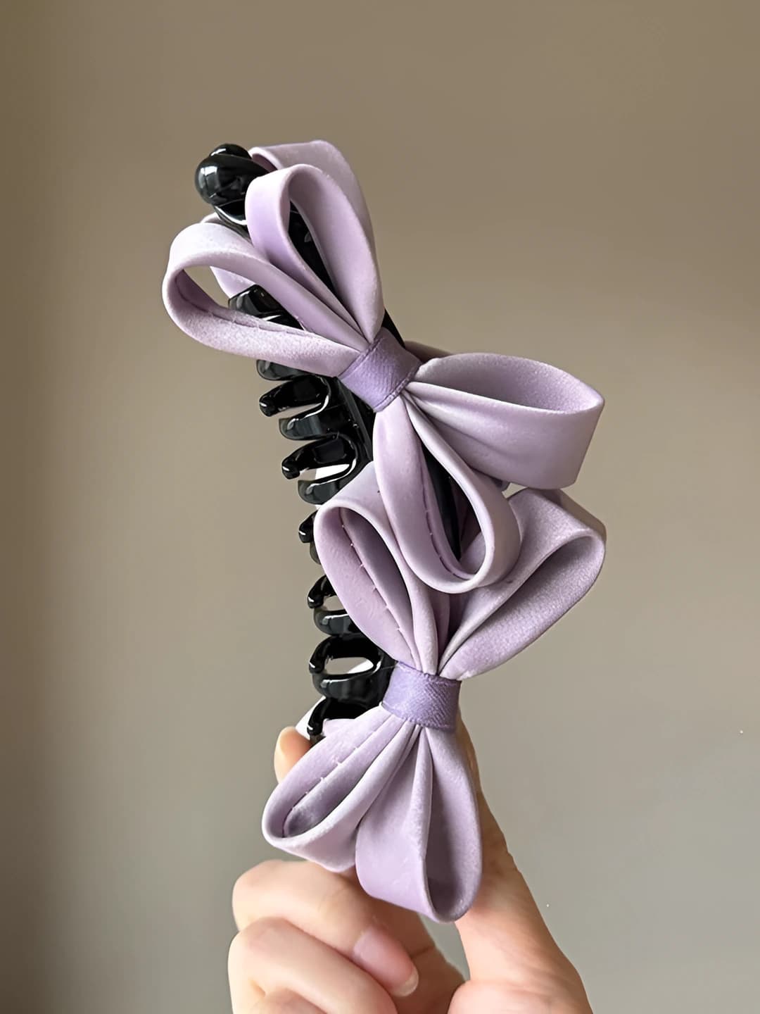 3# [Purple] Satin bow banana clip ~13cm