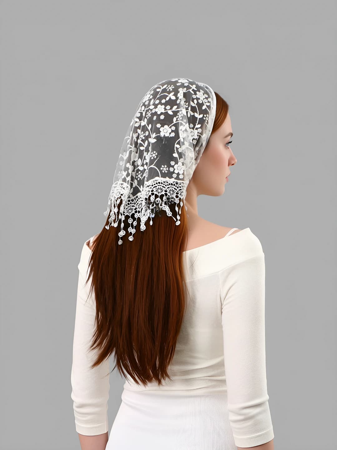 Women's lace printed floral triangle headband