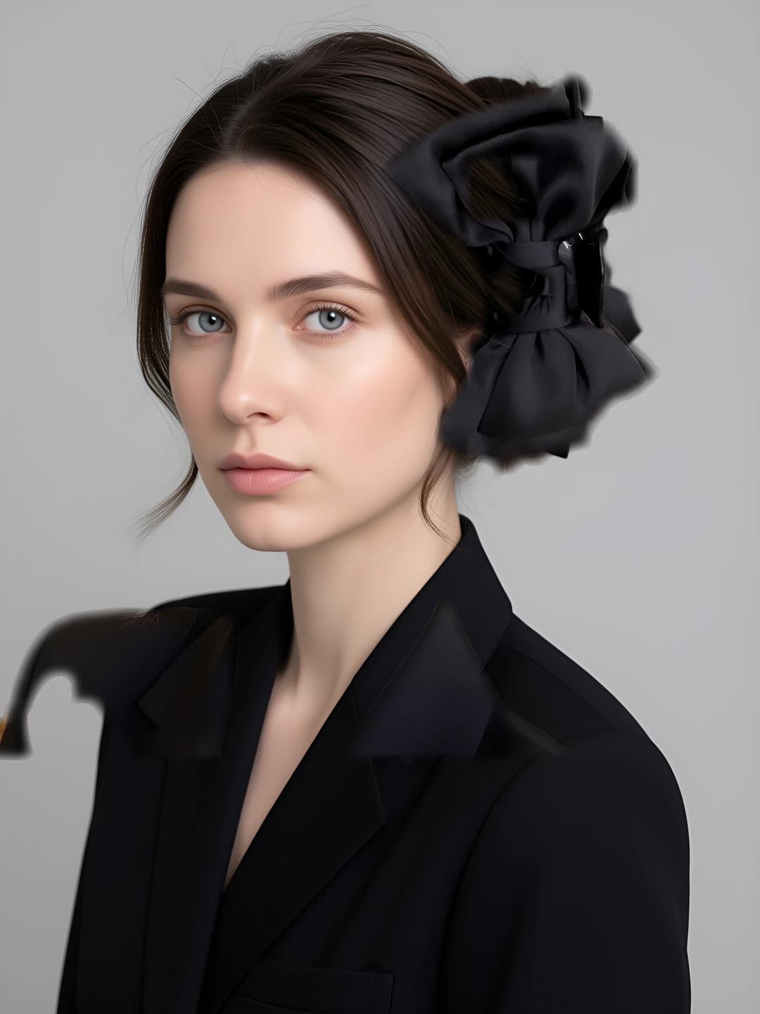 4# Black large bow 13.5 cm