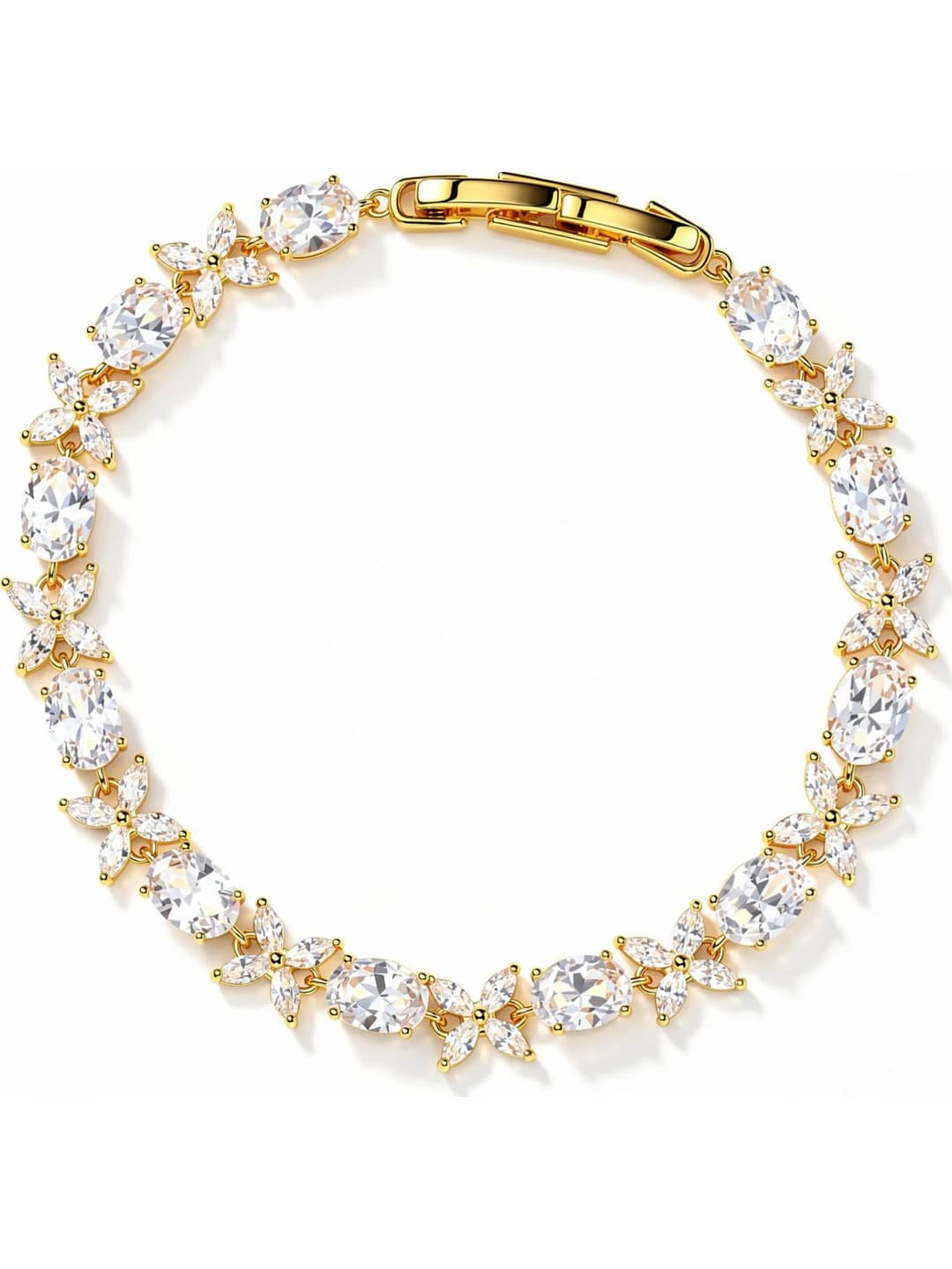 Women's retro style bracelet with full cubic zirconia setting