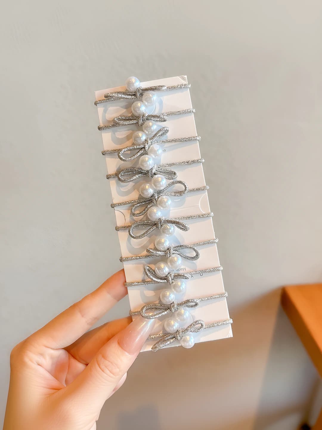 2# Bow pearl small hair tie [10 pcs] ~2.4 cm