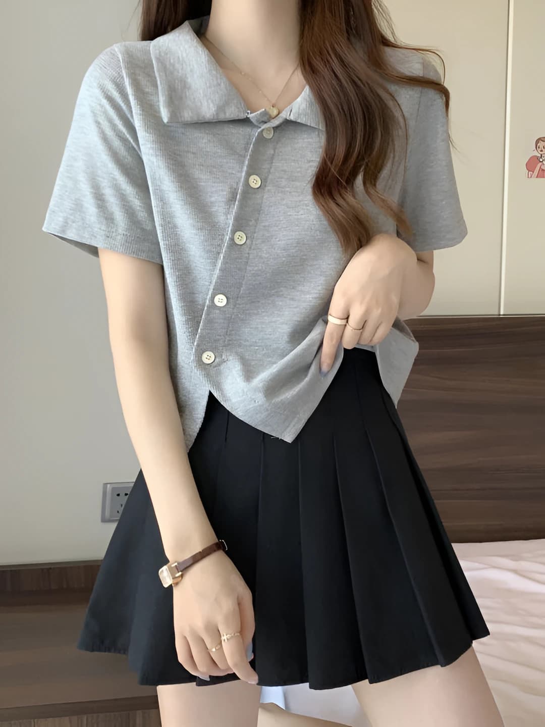 Women's summer short sleeve polo t-shirt, slimming, casual style
