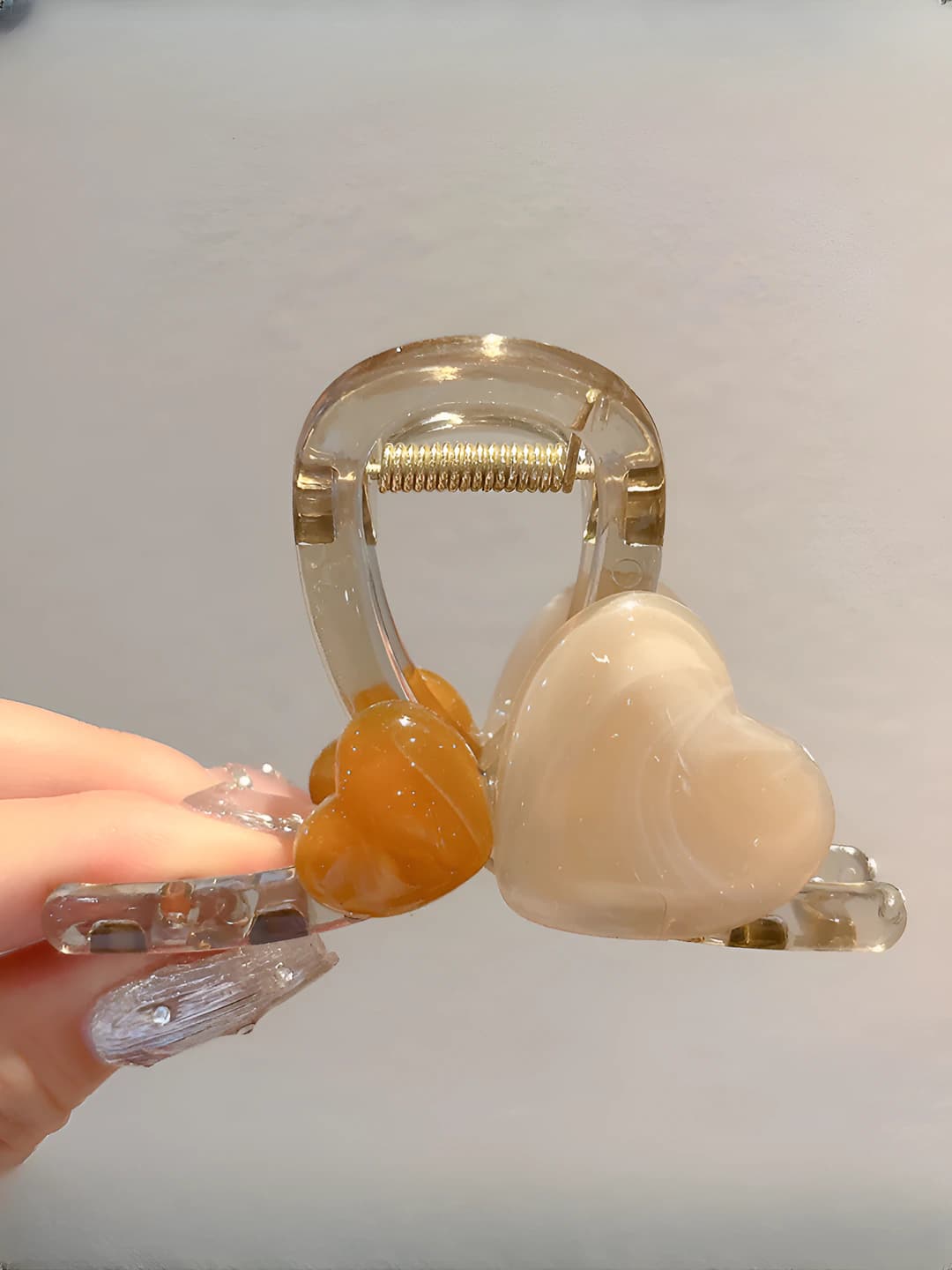 9# (Medium) Coffee clear heart clip 8cm