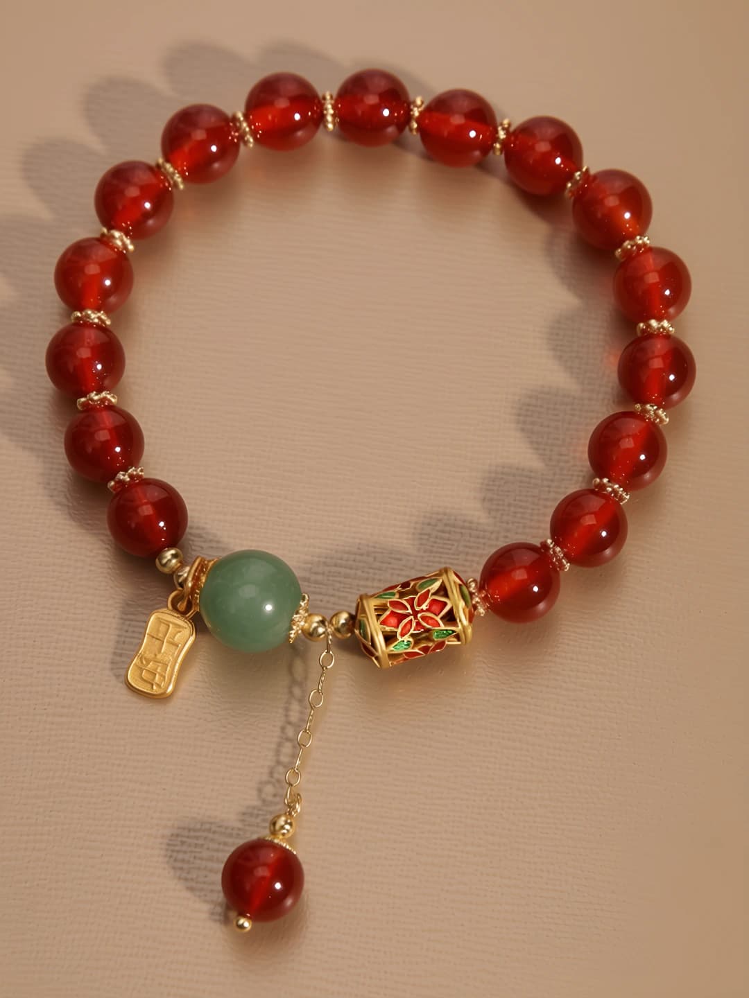 Red glass enamel bracelet