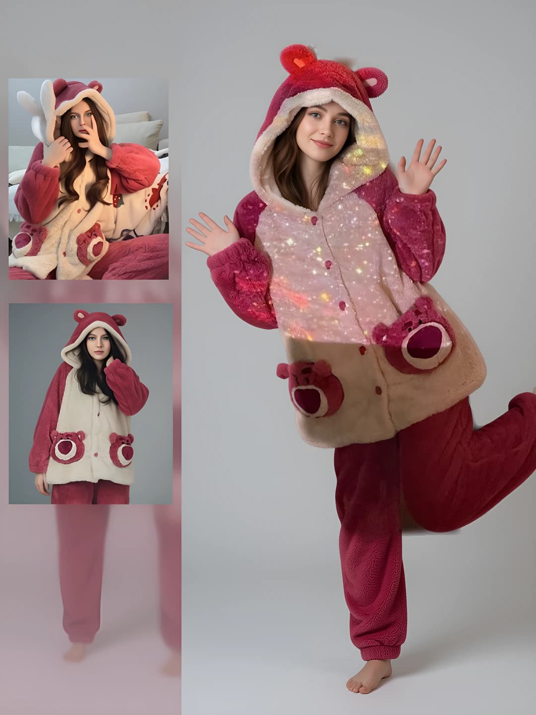 Женский комплект пижам из кораллового флиса, с начёсом, утеплённый, на осень-зиму, домашняя одежда в мультяшном стиле