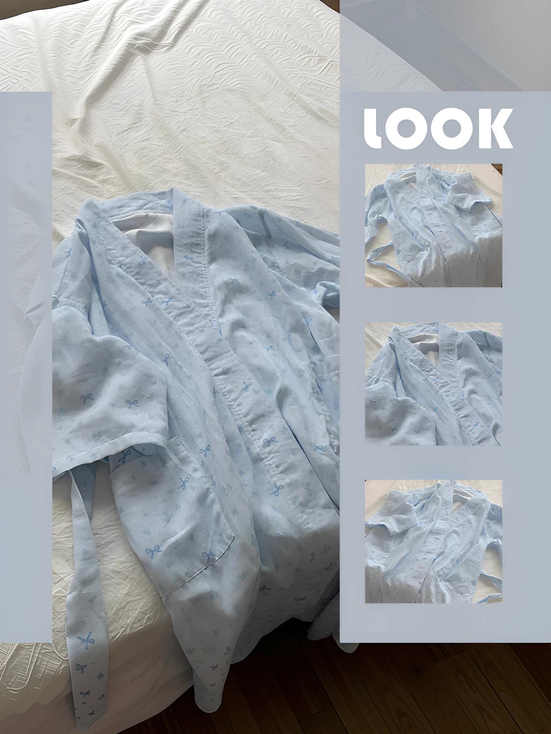 Ayollar uchun koreys uslubidagi V-yoqali, bo'sh (oversize) uy xalati, kuzgi mavsum, polyester mato