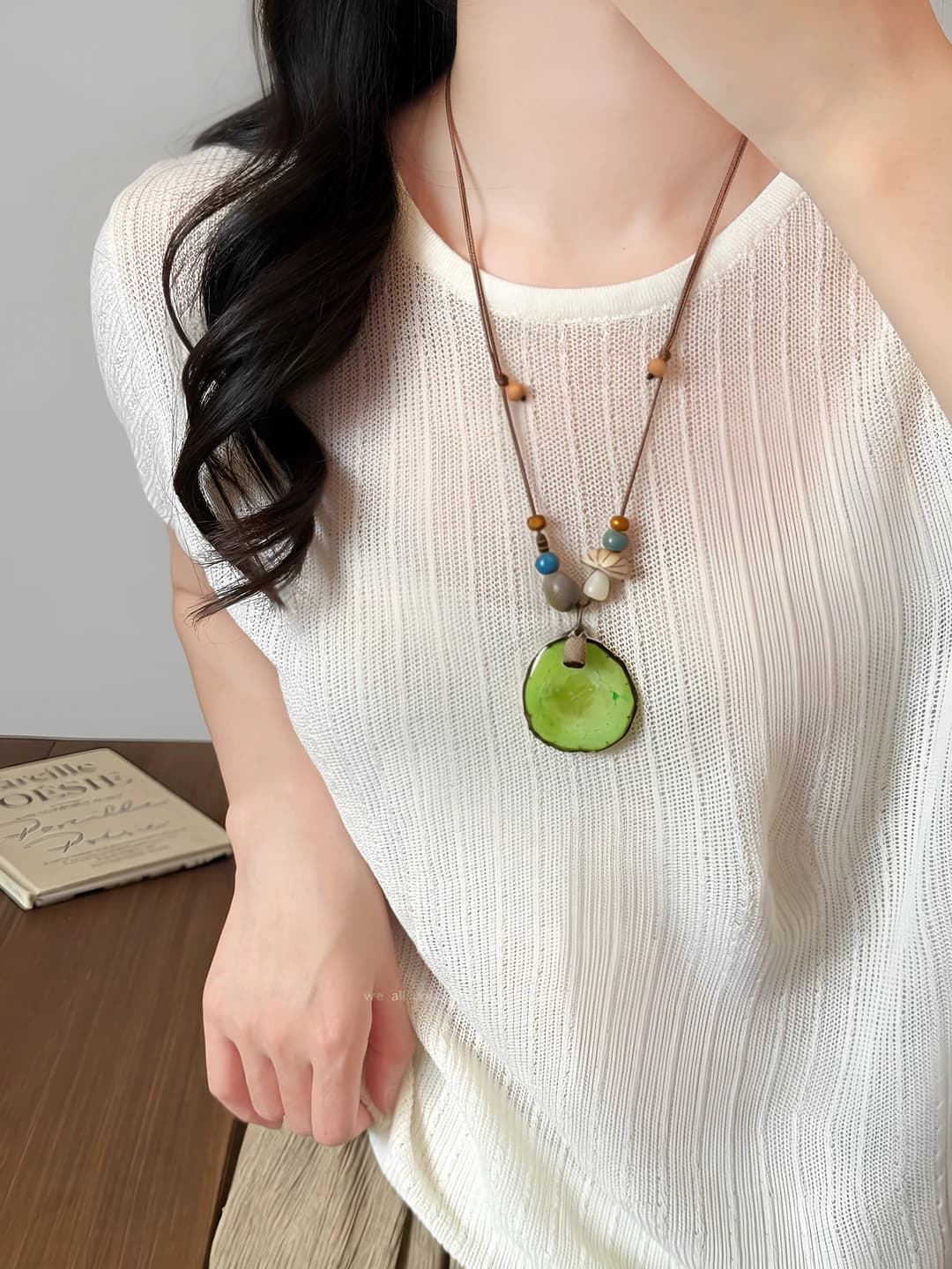 Cucumber slice gel necklace