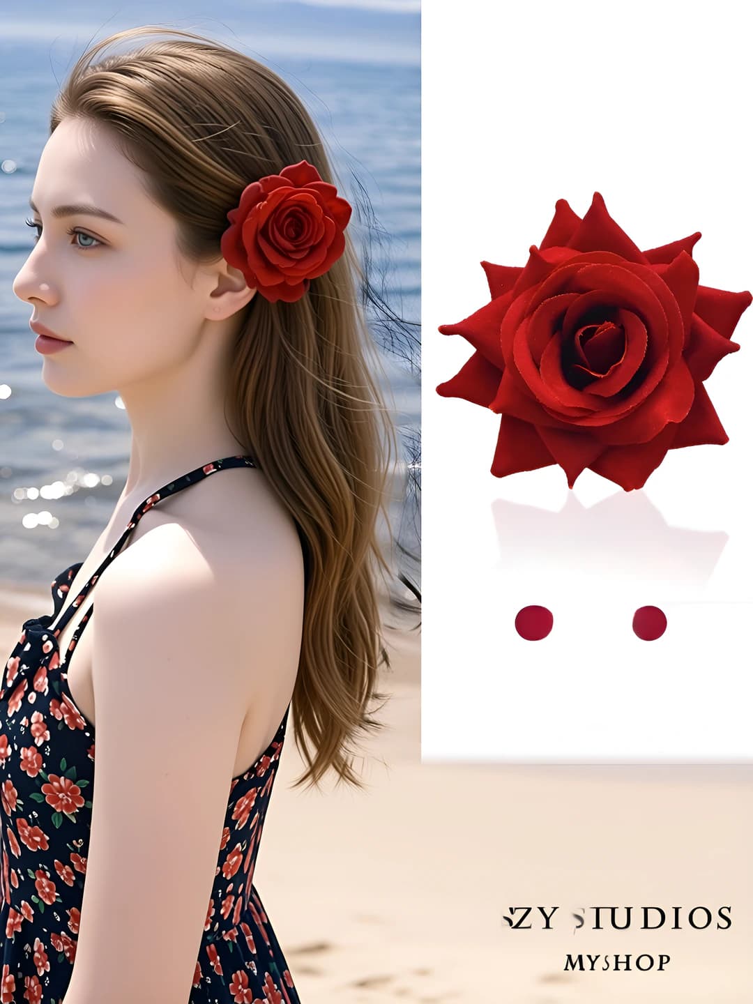 1# Red rose clip (~4.5 cm)
