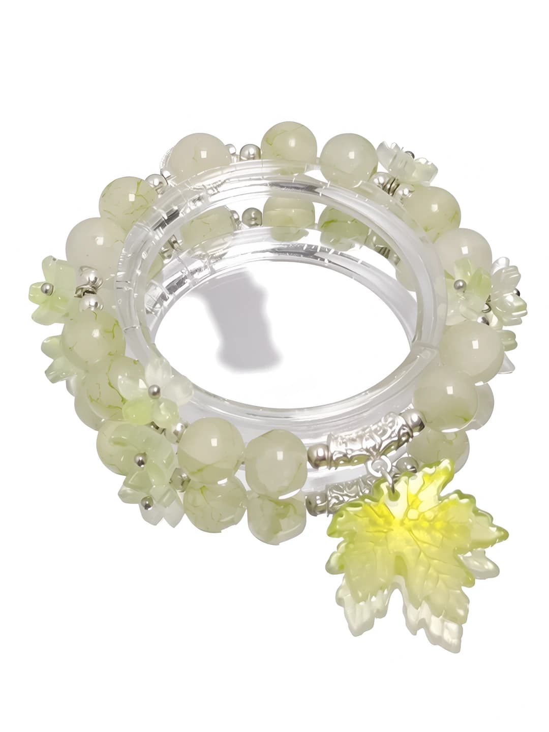 Falling maple leaf bracelet green