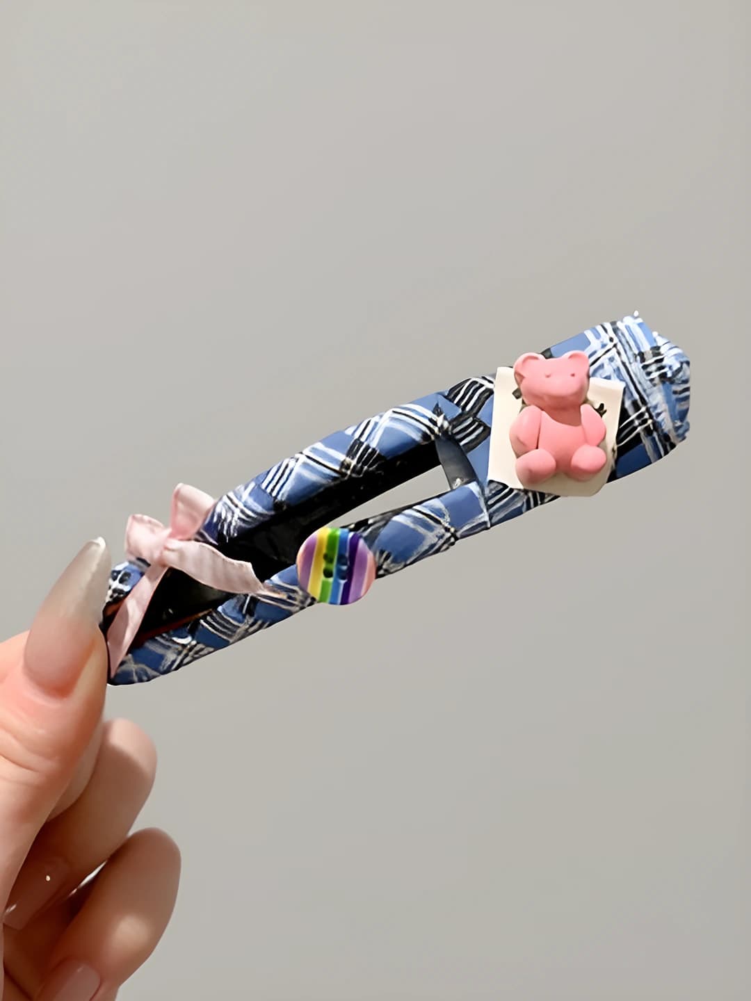 Light blue pink bear 12 cm