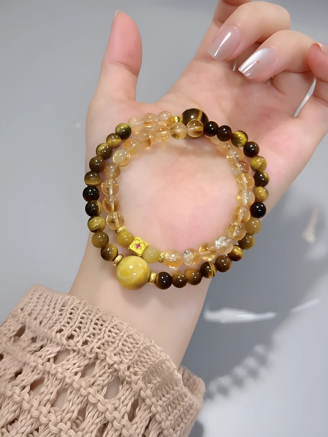 Tabiiy tiger eye ikki halqa